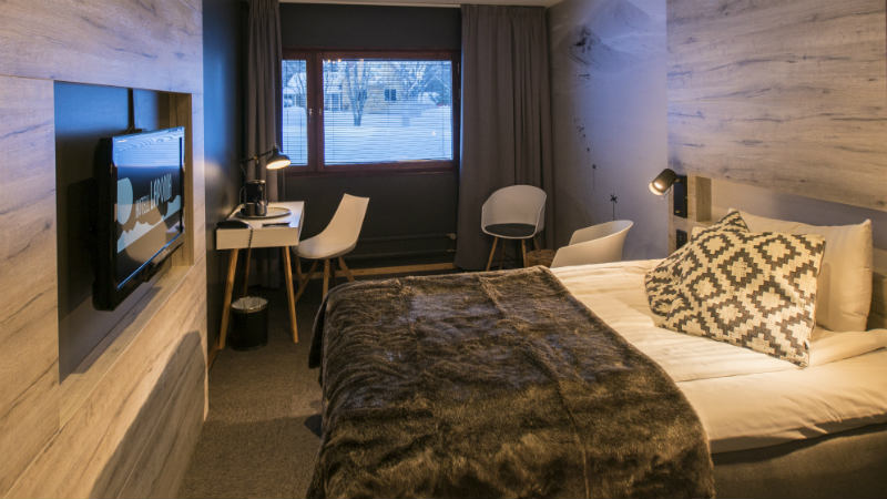 Insidan av ett rum p hotell Laponia i Arvidsjaur